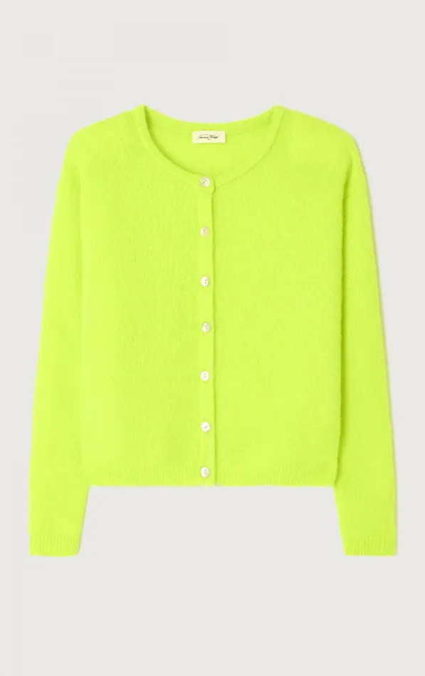 Cardigan Vitow Fluorescent Yellow Melange Women American Vintage Jumpers and Cardigans Cardigan Vitow Fluorescent Yellow Melange Women American Vintage Jumpers and Cardigans