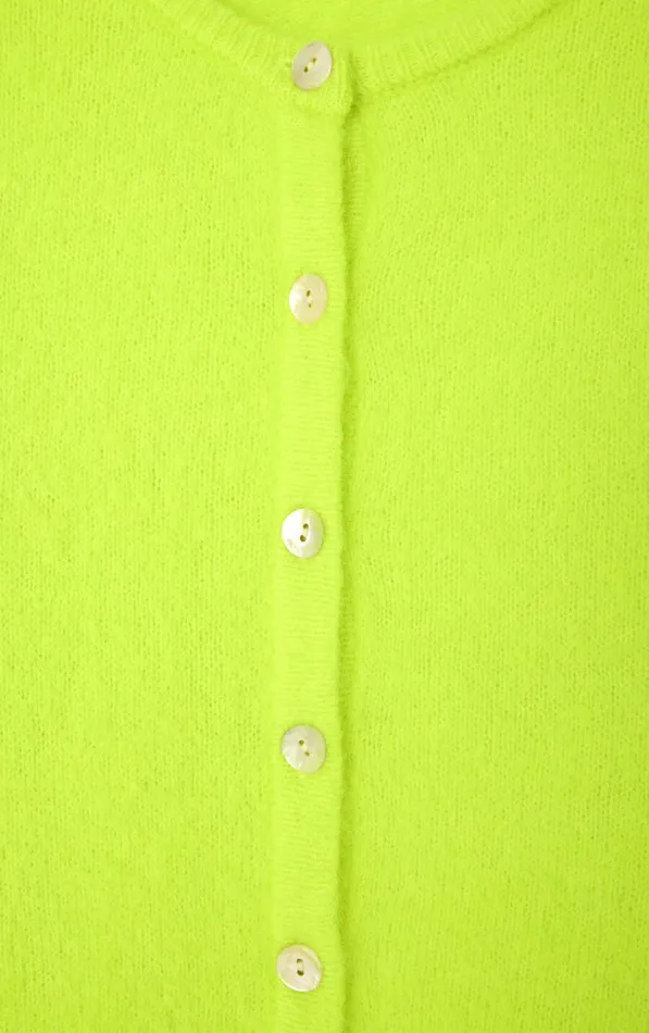Cardigan Vitow Fluorescent Yellow Melange Women American Vintage Jumpers and Cardigans Cardigan Vitow Fluorescent Yellow Melange Women American Vintage Jumpers and Cardigans