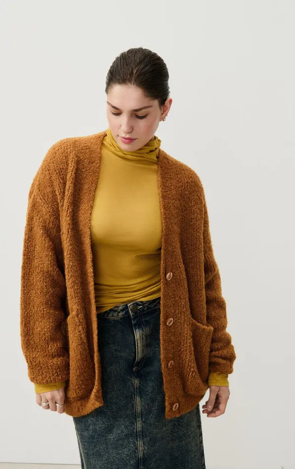 Cardigan Zolly Camel Melange Women American Vintage Jumpers and Cardigans