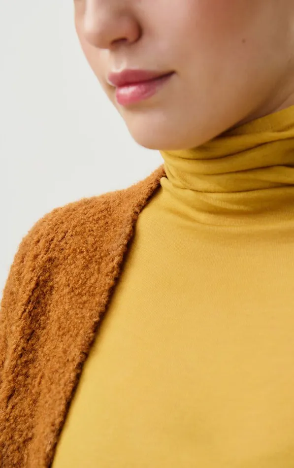 Cardigan Zolly Camel Melange Women American Vintage Jumpers and Cardigans