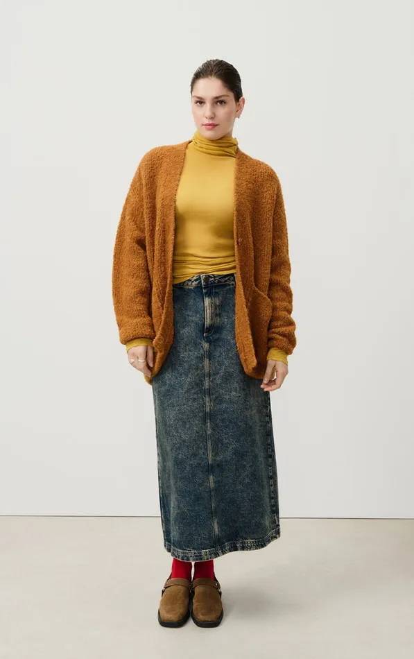 Cardigan Zolly Camel Melange Women American Vintage Jumpers and Cardigans