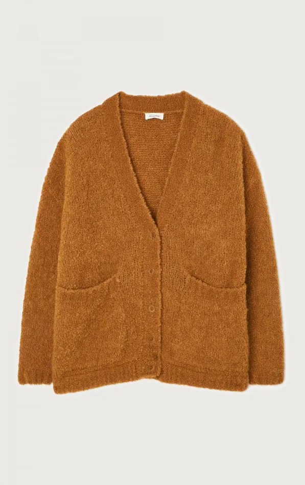 Cardigan Zolly Camel Melange Women American Vintage Jumpers and Cardigans