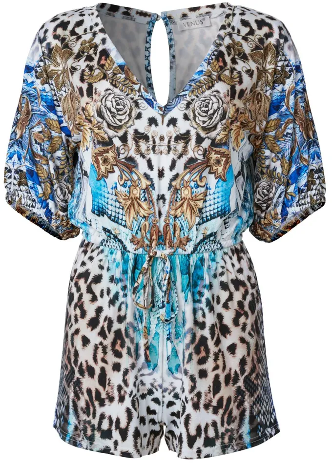 CASUAL PRINT ROMPER Brown Multi Women VENUS Casual Jumpsuits and Rompers