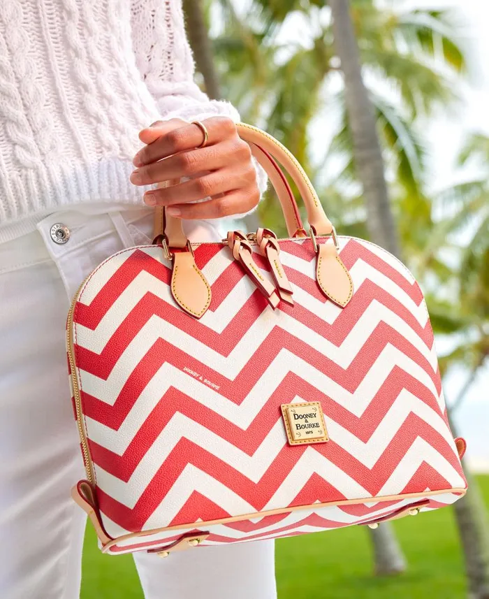 Chevron Zip Zip Satchel Pink Woman Dooney and Bourke Satchels Chevron Zip Zip Satchel Pink Woman Dooney and Bourke Satchels