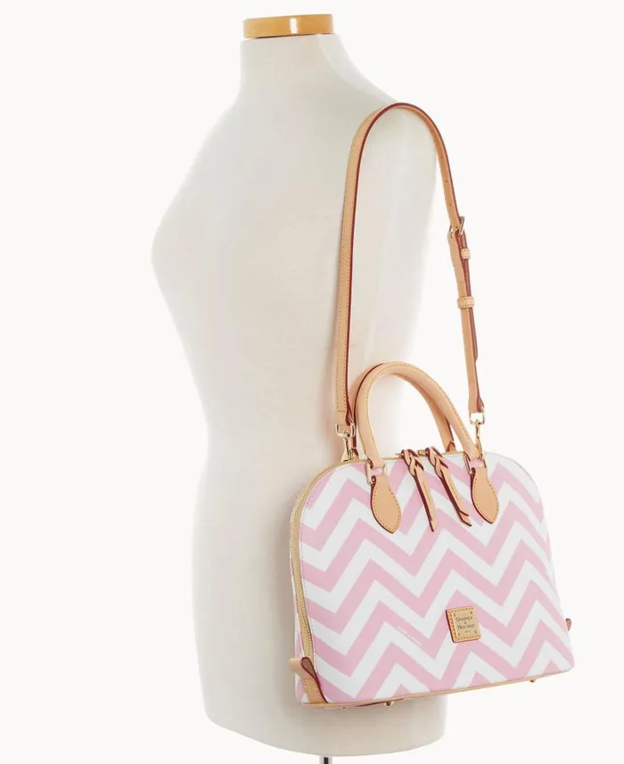 Chevron Zip Zip Satchel Pink Woman Dooney and Bourke Satchels Chevron Zip Zip Satchel Pink Woman Dooney and Bourke Satchels