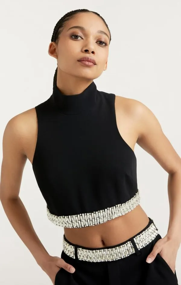 Cinq Sept Collins Top Black Women Tank Tops and Camisoles