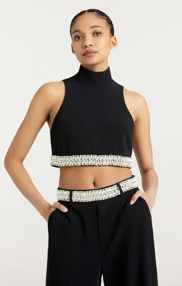 Cinq Sept Collins Top Black Women Tank Tops and Camisoles
