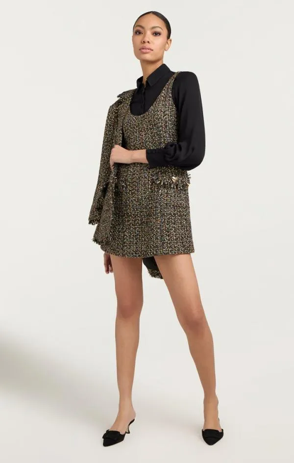 Cinq Sept Confetti Tweed Florianna Dress Black Multi Women Mini