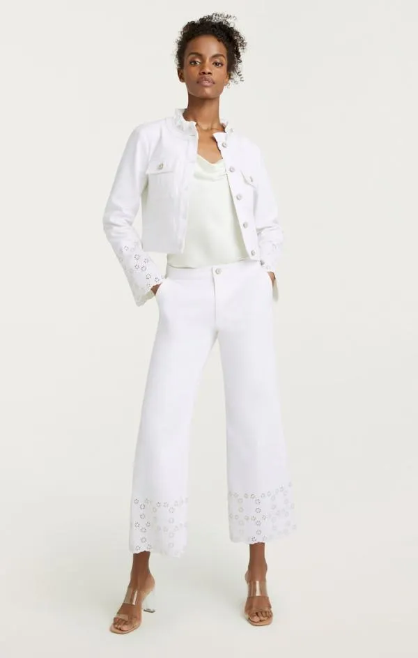 Cinq Sept Floral Eyelet Matilde Jacket White Women Denim