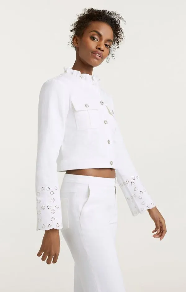 Cinq Sept Floral Eyelet Matilde Jacket White Women Denim