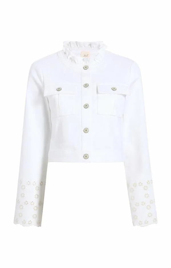 Cinq Sept Floral Eyelet Matilde Jacket White Women Denim