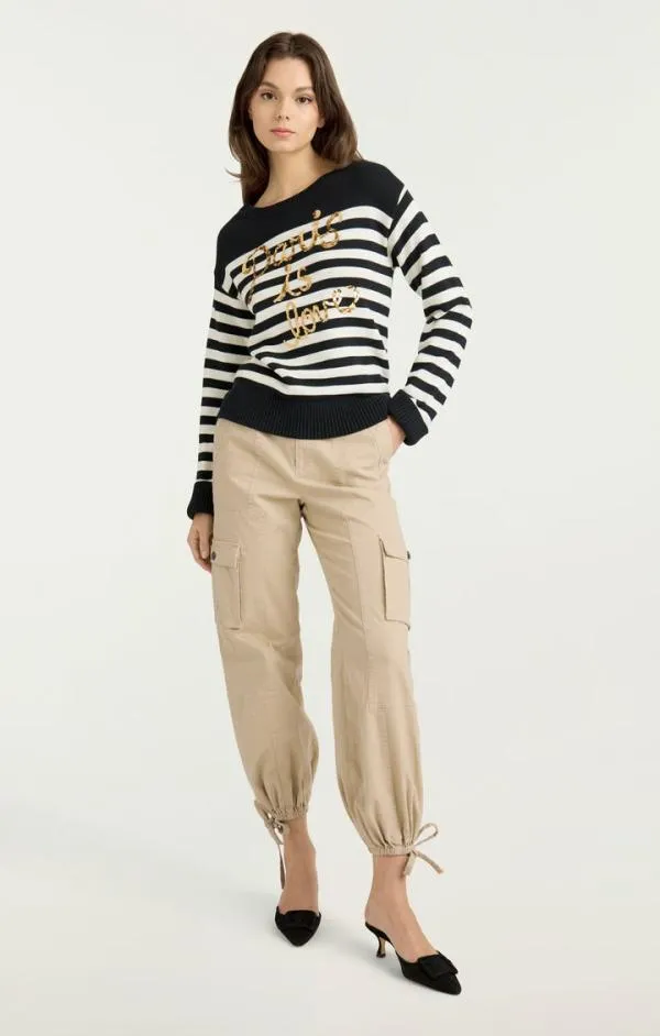 Cinq Sept Paris Is Love Pullover Blackivory Women Sweaters and Knits