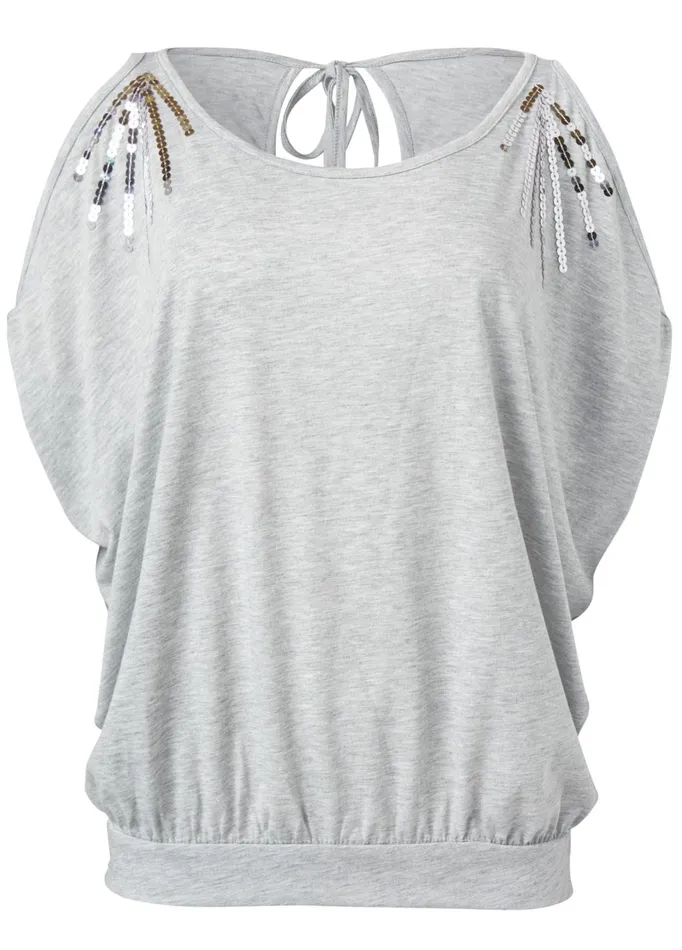 Coldshoulder Sequin Top Grey Women VENUS Tops