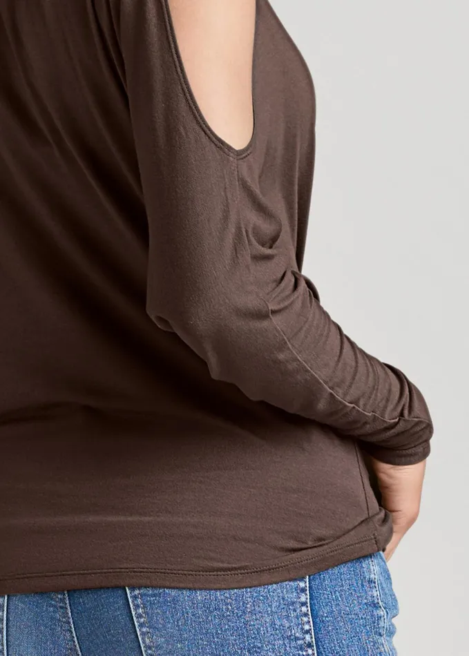 Coldshoulder Surplice Top Dark Brown Women VENUS Venus Basics Tops
