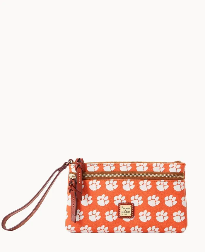 Collegiate Clemson University Double Zip Wristlet Clemson University ManWoman Dooney and Bourke Wallets Collegiate Clemson University Double Zip Wristlet Clemson University ManWoman Dooney and Bourke Wallets