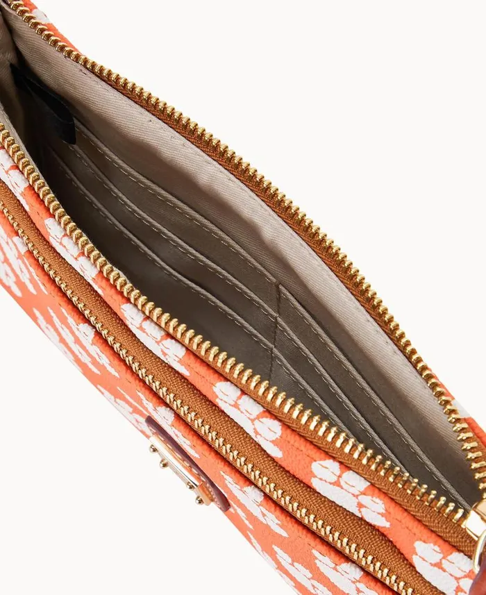 Collegiate Clemson University Double Zip Wristlet Clemson University ManWoman Dooney and Bourke Wallets Collegiate Clemson University Double Zip Wristlet Clemson University ManWoman Dooney and Bourke Wallets
