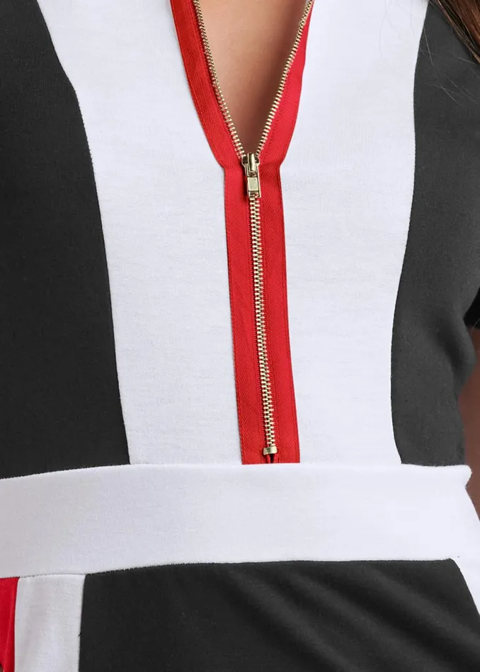 COLOR BLOCK COLLARED DRESS Black Multi Women VENUS Dresses COLOR BLOCK COLLARED DRESS Black Multi Women VENUS Dresses