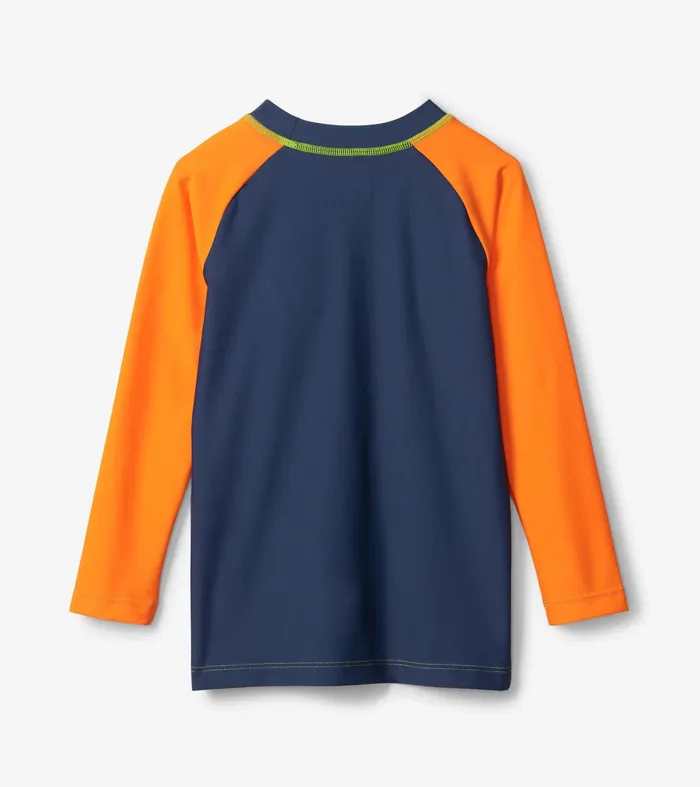 Colourblock Dino Long Sleeve Pocket Rashguard Hatley