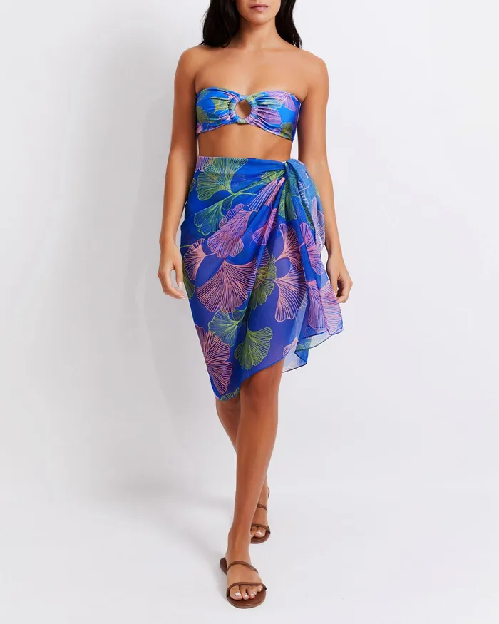 CoverUps Women PatBO Ocean Leaf Sarong FINAL SALE