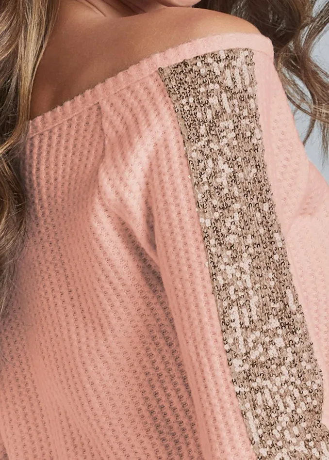 COZY SEQUIN WAFFLE JUMPSUIT Light Pink Women VENUS Cozy Loungewear