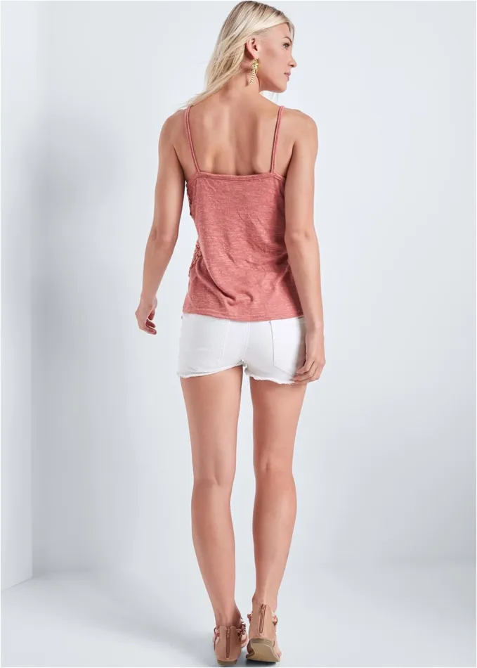 CROCHET DETAIL TANK Pink Women VENUS Sleeveless Tops