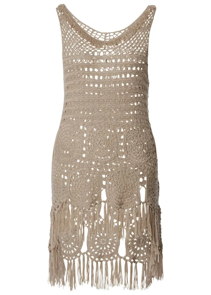 CROCHET FRINGE SWEATER Taupe Women VENUS Pullover