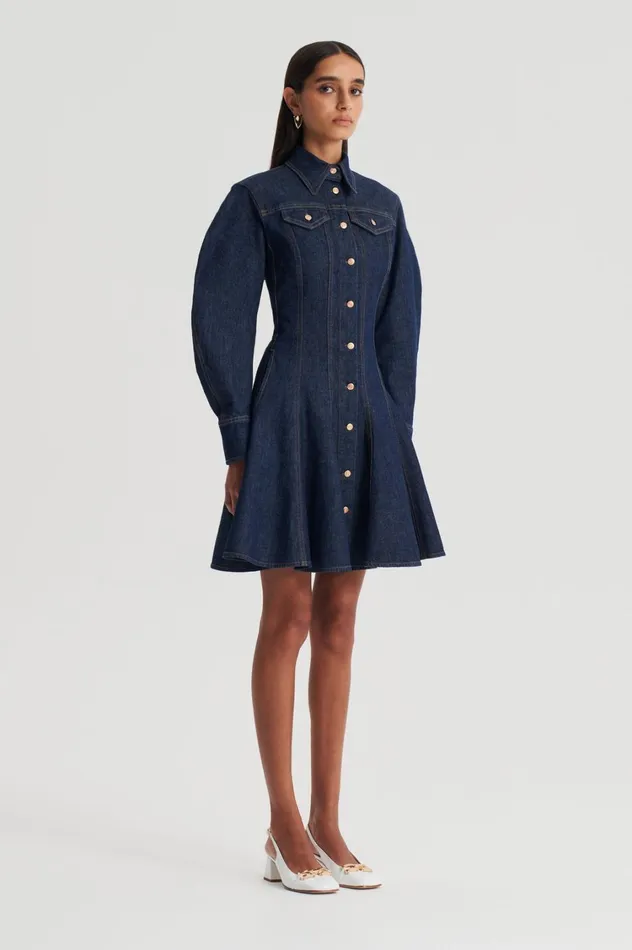 Denim Women Scanlan Theodore DENIM MINI DRESS Indigob Denim Women Scanlan Theodore DENIM MINI DRESS Indigob