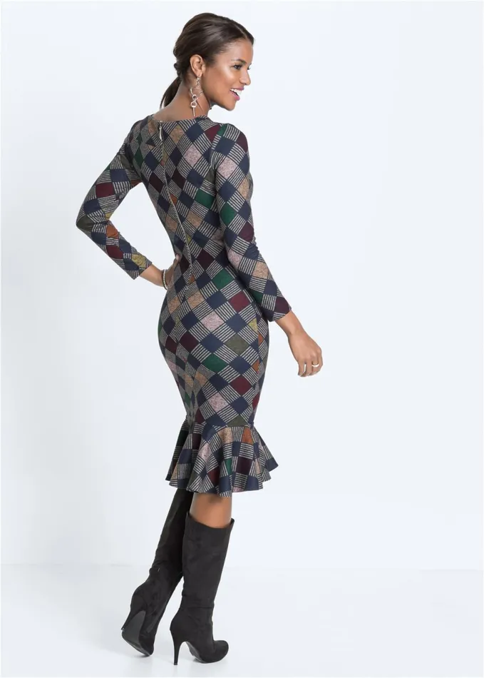 DIAMOND PRINT MIDI DRESS Grey Women VENUS Midi Dresses
