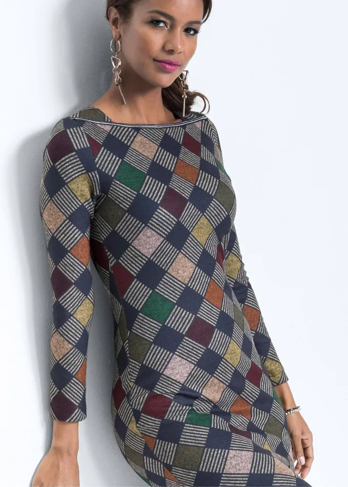 DIAMOND PRINT MIDI DRESS Grey Women VENUS Midi Dresses