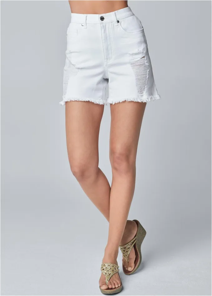 DISTRESSED JEAN SHORTS White Denim Women VENUS Shorts