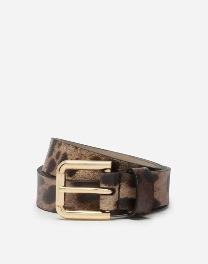 Dolce and Gabbana Accessories Children Calfskin Belt With Leopard Print Multicolor Dolce and Gabbana Accessories Children Calfskin Belt With Leopard Print Multicolor