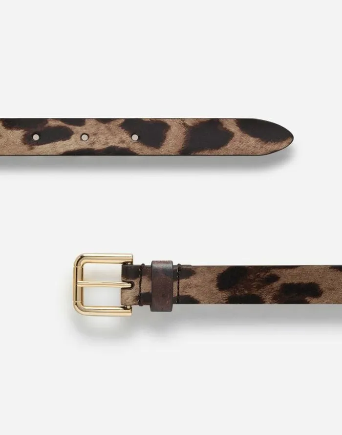 Dolce and Gabbana Accessories Children Calfskin Belt With Leopard Print Multicolor Dolce and Gabbana Accessories Children Calfskin Belt With Leopard Print Multicolor