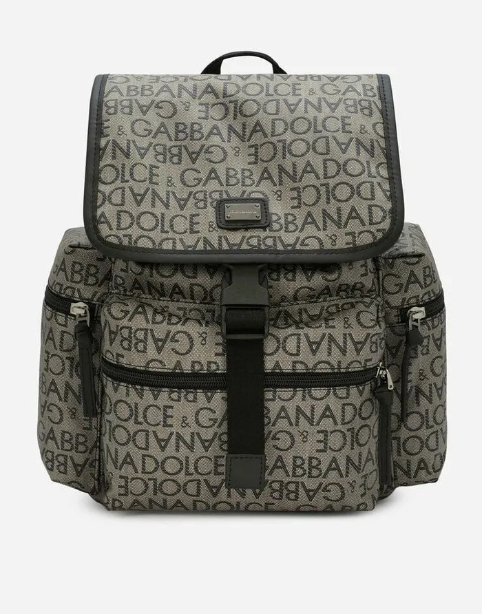 Dolce and Gabbana Accessories Children Coated Nylon Backpack With Logo Print Multicolor Dolce and Gabbana Accessories Children Coated Nylon Backpack With Logo Print Multicolor