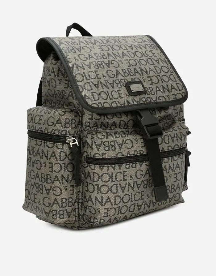 Dolce and Gabbana Accessories Children Coated Nylon Backpack With Logo Print Multicolor Dolce and Gabbana Accessories Children Coated Nylon Backpack With Logo Print Multicolor