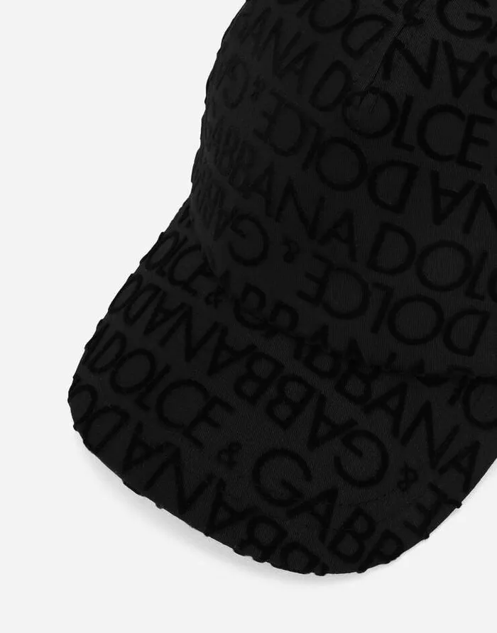 Dolce and Gabbana Accessories Children Cotton Baseball Cap With Logo Print Black Dolce and Gabbana Accessories Children Cotton Baseball Cap With Logo Print Black