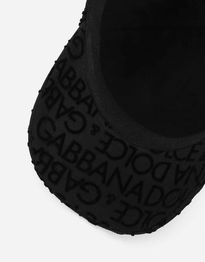 Dolce and Gabbana Accessories Children Cotton Baseball Cap With Logo Print Black Dolce and Gabbana Accessories Children Cotton Baseball Cap With Logo Print Black
