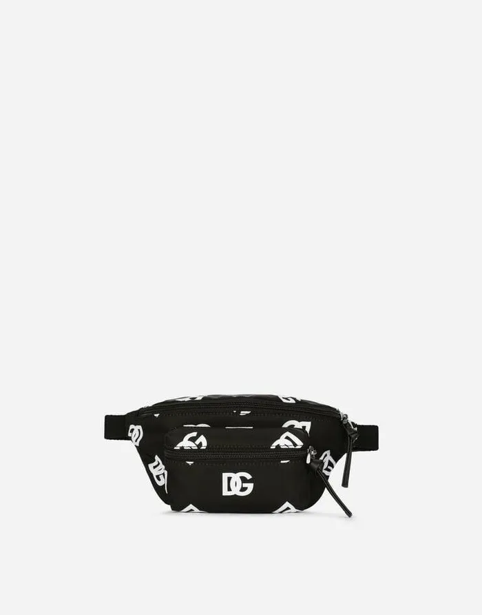 Dolce and Gabbana Accessories Children Nylon Belt Bag With Allover DG Logo Print Multicolor Dolce and Gabbana Accessories Children Nylon Belt Bag With Allover DG Logo Print Multicolor