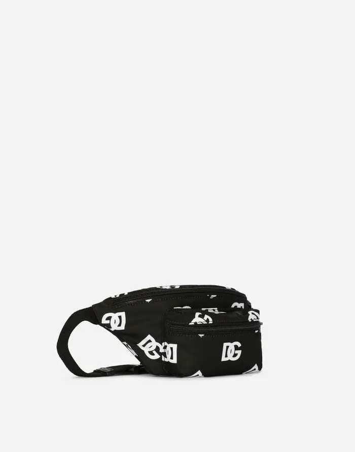Dolce and Gabbana Accessories Children Nylon Belt Bag With Allover DG Logo Print Multicolor Dolce and Gabbana Accessories Children Nylon Belt Bag With Allover DG Logo Print Multicolor