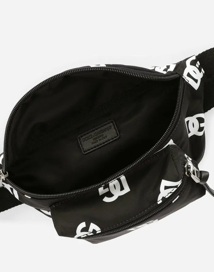 Dolce and Gabbana Accessories Children Nylon Belt Bag With Allover DG Logo Print Multicolor Dolce and Gabbana Accessories Children Nylon Belt Bag With Allover DG Logo Print Multicolor