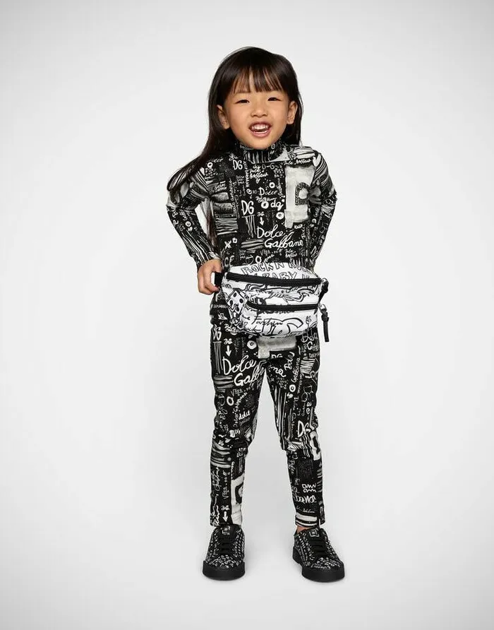 Dolce and Gabbana Accessories Children Nylon Belt Bag With Graffiti Print Multicolor Dolce and Gabbana Accessories Children Nylon Belt Bag With Graffiti Print Multicolor