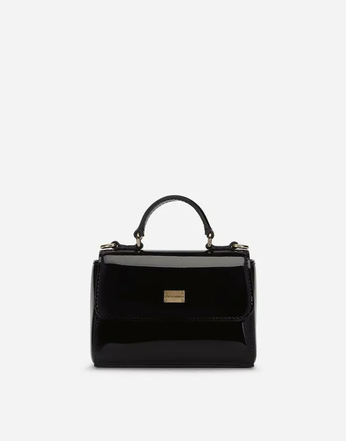 Dolce and Gabbana Accessories Children Patent Leather Handbag Black