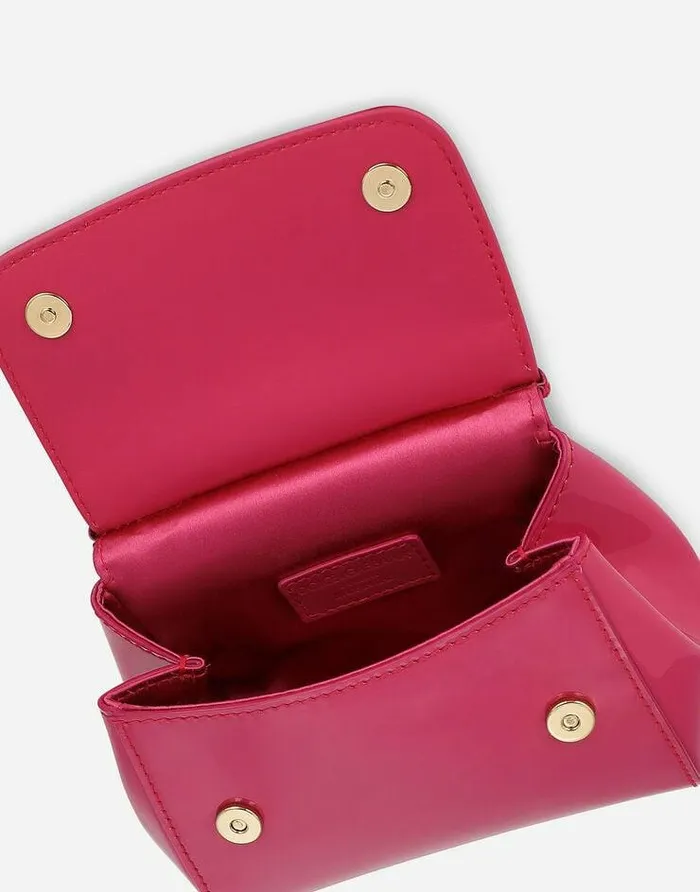 Dolce and Gabbana Accessories Children Patent Leather Mini Sicily Bag Pink