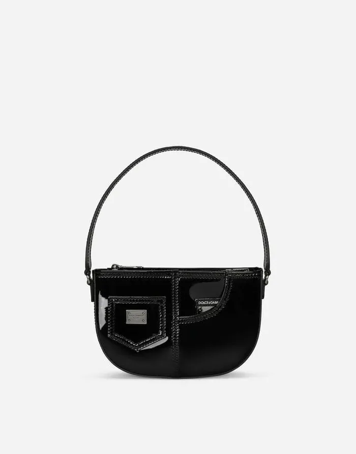 Dolce and Gabbana Accessories Children Patent Leather Shoulder Bag Black