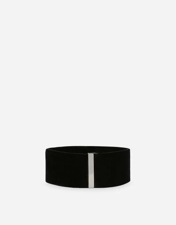 Dolce and Gabbana Accessories Children Velvet Choker With Metal DandG Logo Black Dolce and Gabbana Accessories Children Velvet Choker With Metal DandG Logo Black