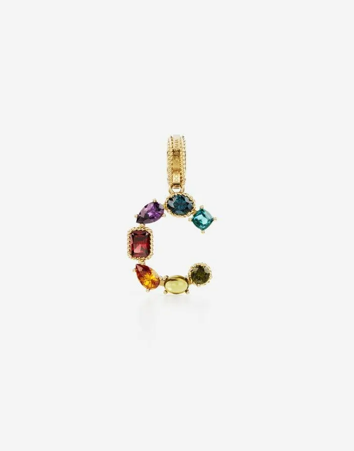 Dolce and Gabbana Alphabet Collection Women Rainbow Alphabet C 18 Kt Yellow Gold Charm With Multicolor Fine Gems Gold Dolce and Gabbana Alphabet Collection Women Rainbow Alphabet C 18 Kt Yellow Gold Charm With Multicolor Fine Gems Gold