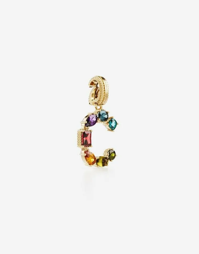 Dolce and Gabbana Alphabet Collection Women Rainbow Alphabet C 18 Kt Yellow Gold Charm With Multicolor Fine Gems Gold Dolce and Gabbana Alphabet Collection Women Rainbow Alphabet C 18 Kt Yellow Gold Charm With Multicolor Fine Gems Gold