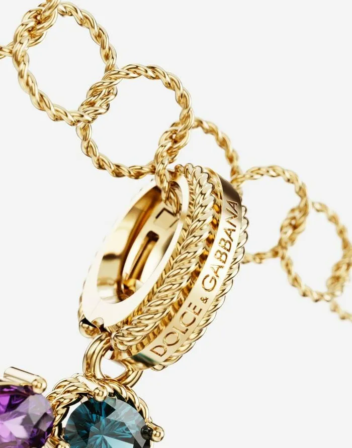 Dolce and Gabbana Alphabet Collection Women Rainbow Alphabet C 18 Kt Yellow Gold Charm With Multicolor Fine Gems Gold Dolce and Gabbana Alphabet Collection Women Rainbow Alphabet C 18 Kt Yellow Gold Charm With Multicolor Fine Gems Gold