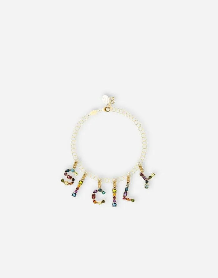 Dolce and Gabbana Alphabet Collection Women Rainbow Alphabet C 18 Kt Yellow Gold Charm With Multicolor Fine Gems Gold Dolce and Gabbana Alphabet Collection Women Rainbow Alphabet C 18 Kt Yellow Gold Charm With Multicolor Fine Gems Gold