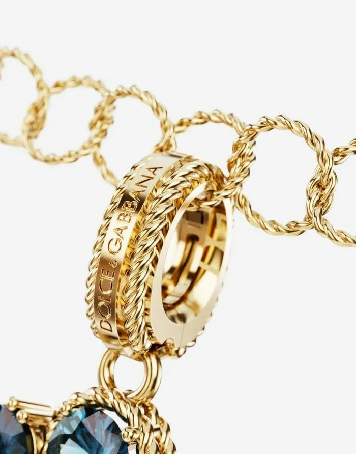 Dolce and Gabbana Alphabet Collection Women Rainbow Alphabet S 18 Kt Yellow Gold Charm With Multicolor Fine Gems Gold