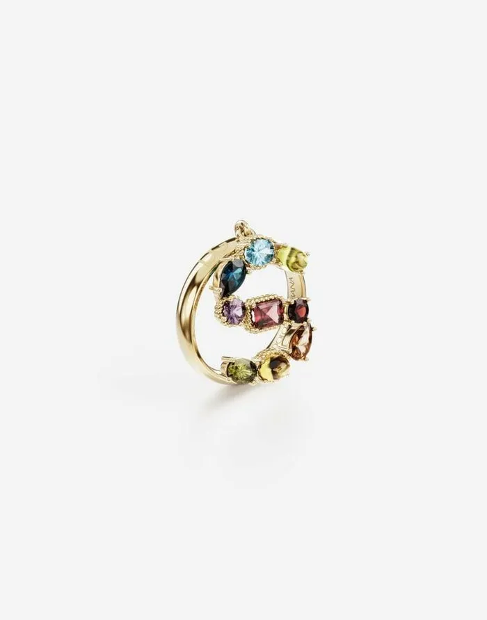 Dolce and Gabbana Alphabet Collection Women Rainbow Alphabet S Ring In Yellow Gold With Multicolor Fine Gems Gold Dolce and Gabbana Alphabet Collection Women Rainbow Alphabet S Ring In Yellow Gold With Multicolor Fine Gems Gold